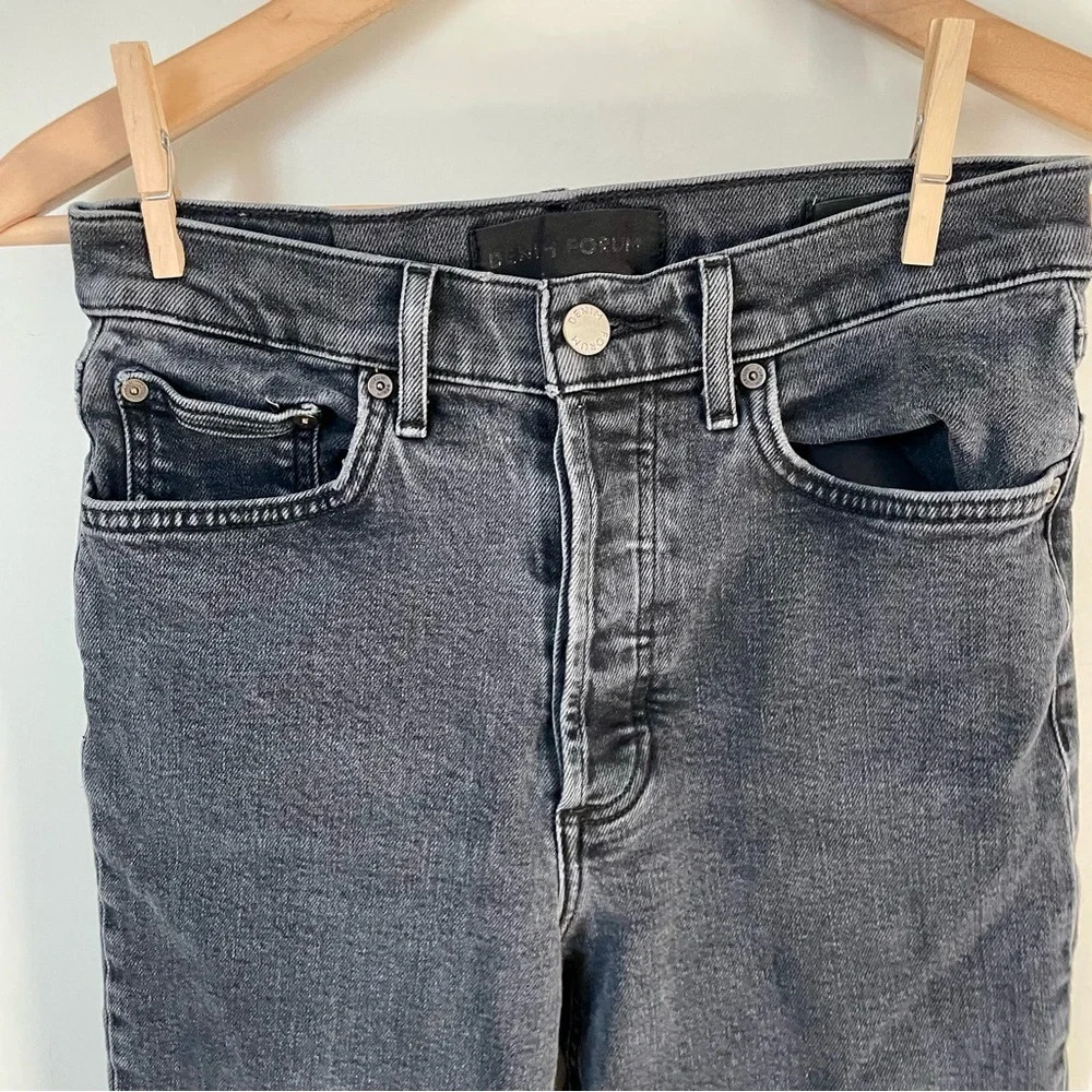 Denim Forum Arlo High Rise Straight Cropped Raw Hem Denim Jeans In Black Size 26 - Picture 5 of 9
